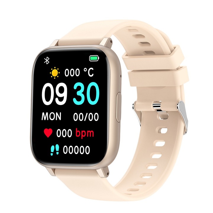 Ceas smartwatch si bratara fitness H9, Apeluri, Microfon, Difuzor, Notificari/Sms/Social Media, monitorizare activitati fizice, somn, ritm cardiac, pedometru, player muzica, rezistent la apa, Auriu