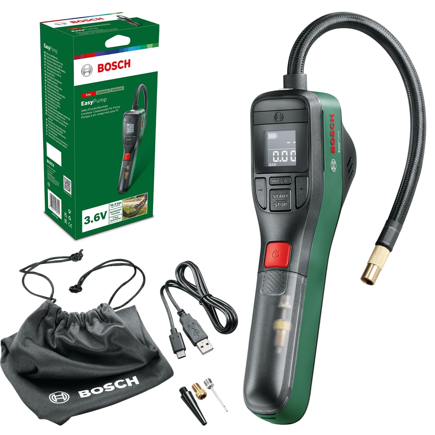 Bomba hinchador eléctrico 10,3 bar con led BOSCH EASYPUMP – Lighthouse