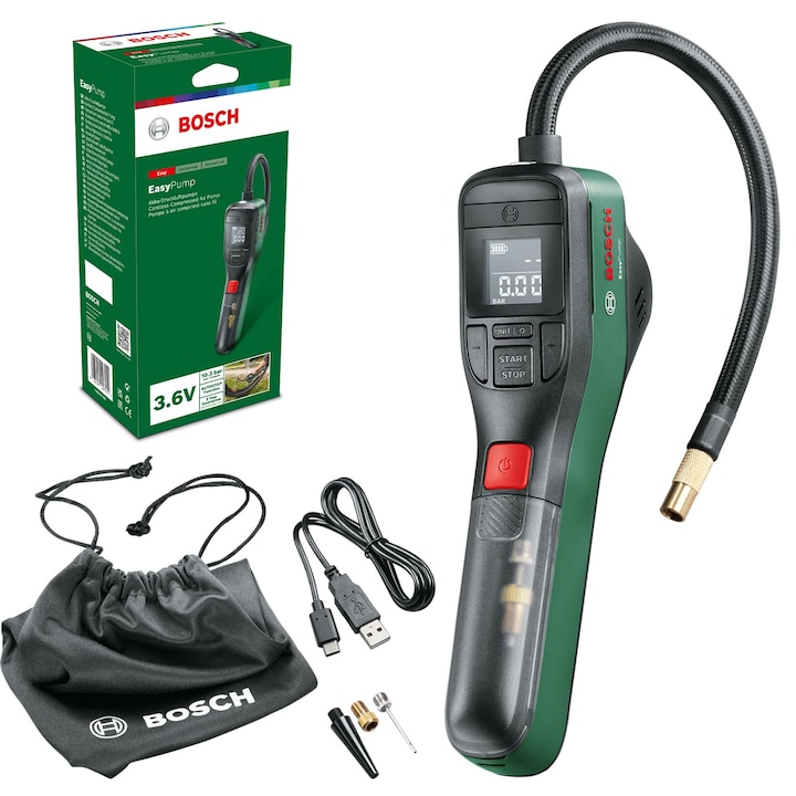 Pompa electrică Bosch Easypump, 10.3 bar, reîncărcabilă USB-C, cu LED