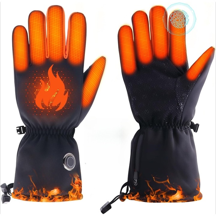 Manusi de incalzire ingrosate, Manusi rezistente la apa, confortabil si anti-alunecator, cu ecran tactil, reglabil la temperatura, L
