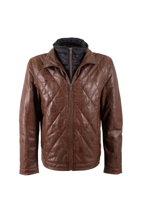 Geaca de Piele Barbati Deercraft Castanie DMCarlsen, Maro