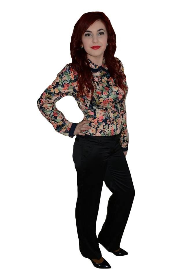 Pantaloni clasici, cu nasturi chic,D&J Exclusive, Negru