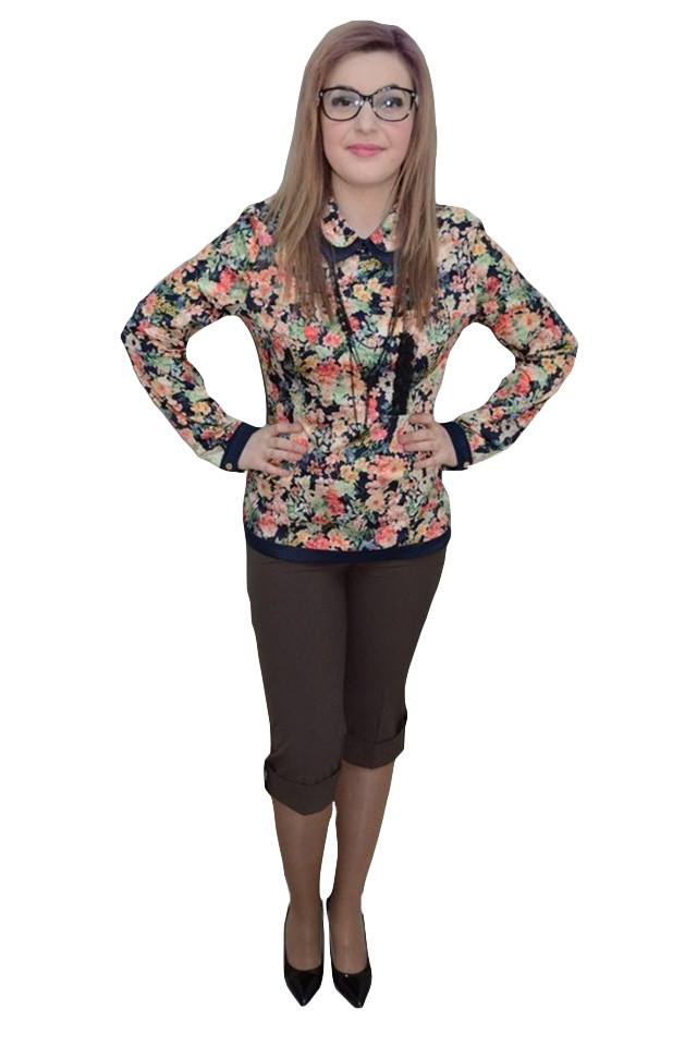 Pantaloni office moderni, talie medie si fermoar,D&J Exclusive, Maro, 38