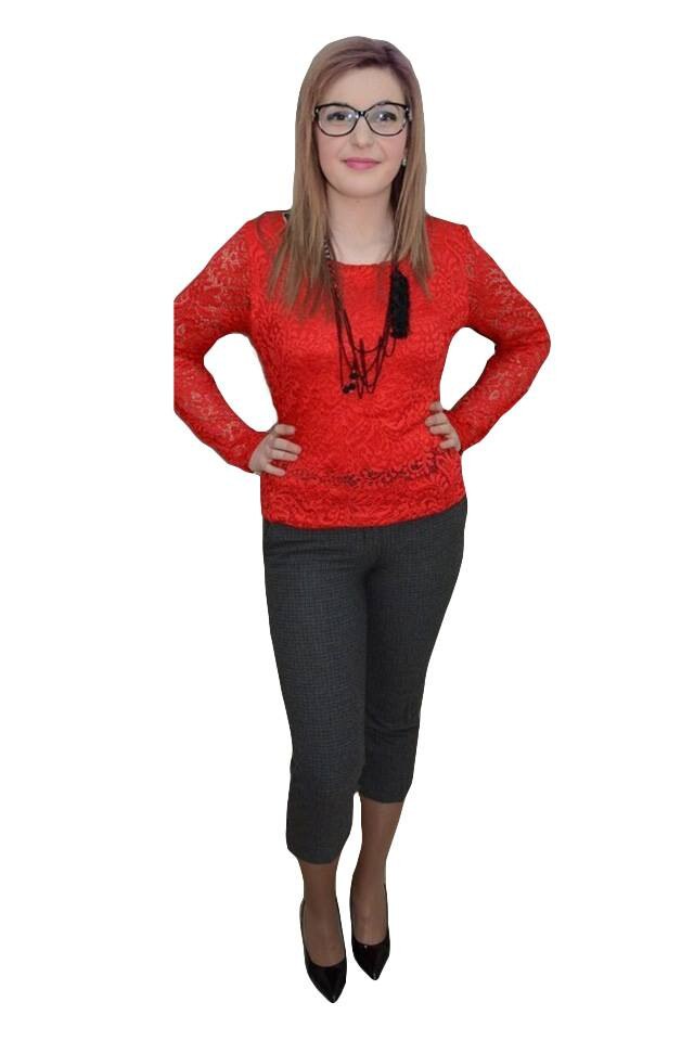 Pantaloni tineresti, design geometric fin,D&J Exclusive, Gri, 36