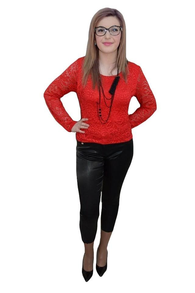 Pantalon din material lucios cu dungi verticale in tesatura,D&J Exclusive, Negru, 36