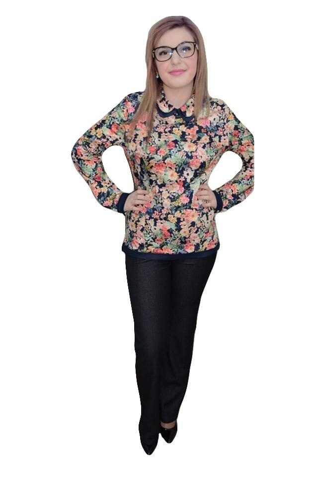 Pantaloni office din stofa usor elastica,D&J Exclusive, Gri inchis, 38