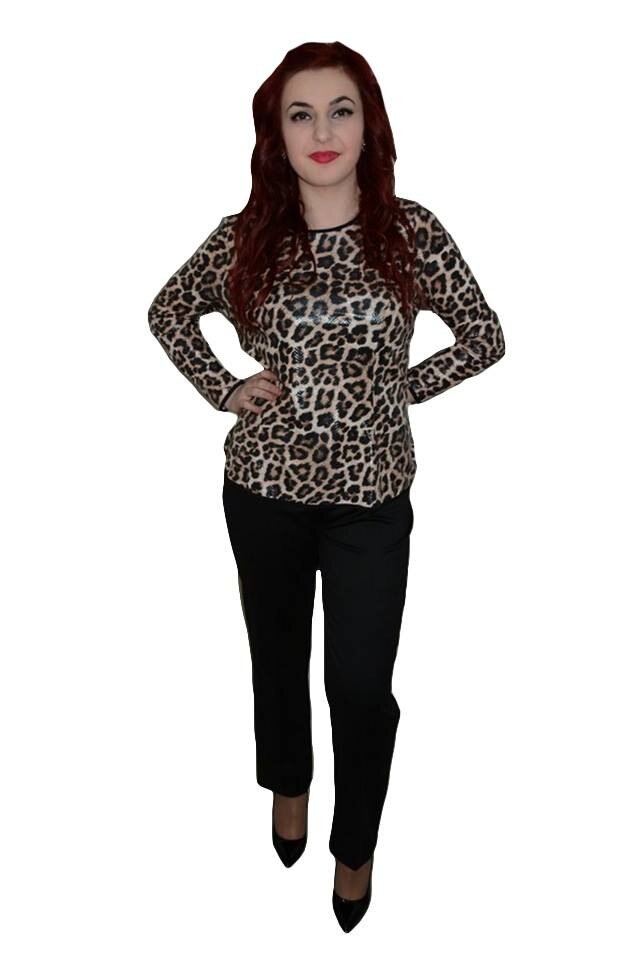 Pantaloni clasici, design lucios aplicat,D&J Exclusive, Negru, 38