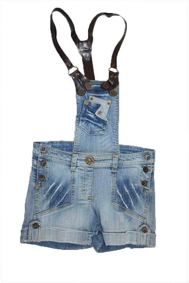 Pantaloni scurti de blug, modern cu bretele,D&J Exclusive,Albastru, 34 EU