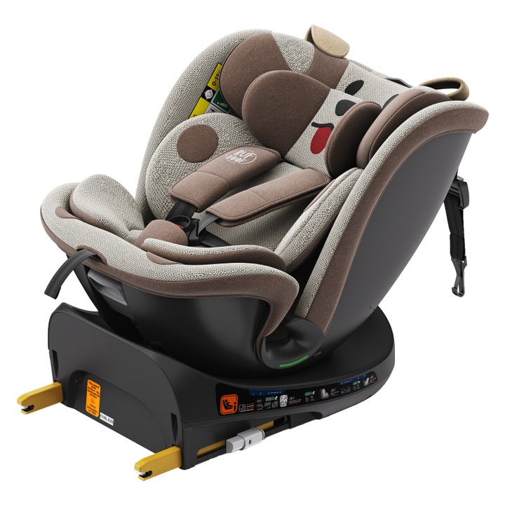 Столче за кола BUF BOOF B-Joy DELUXE iSIZE BrownDOG, въртящ се на 360 градуса, позиция за сън 155 градуса, 40-150 см