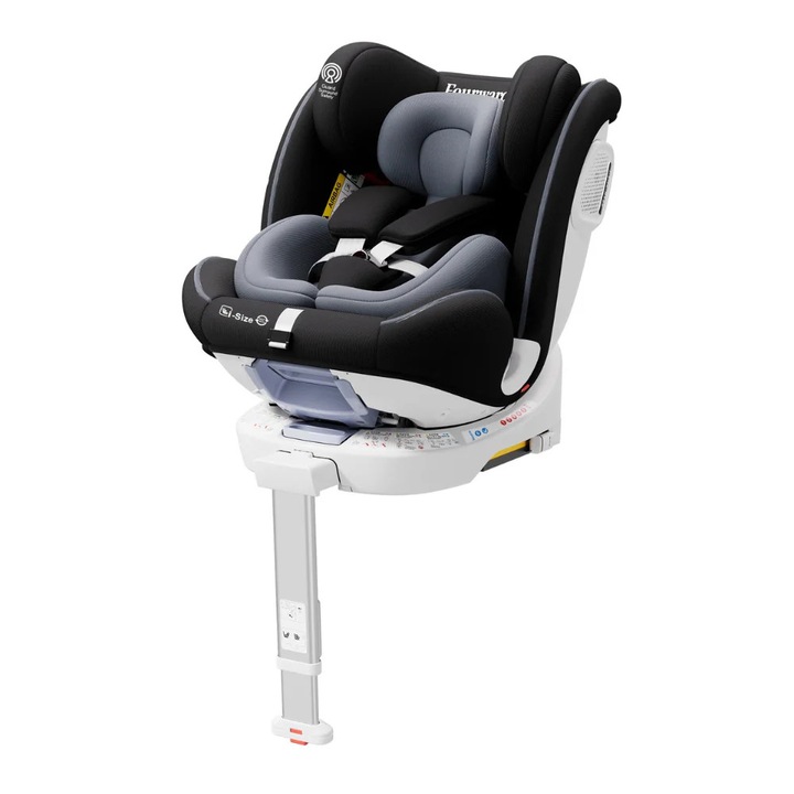 Scaun auto rotativ 360, ISOFIX, negru, 67x48x44cm, 0-12 ani, cu picior de sustinere