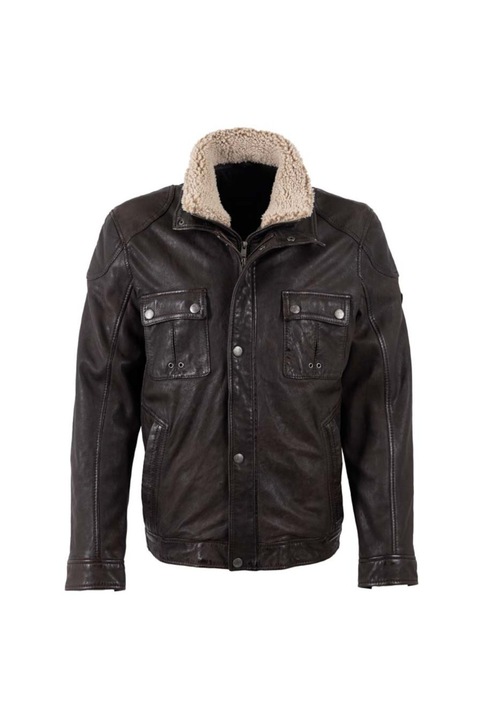 Geaca de Piele Barbati Mauritius Maro Inchis MMGarreck 2, Maro