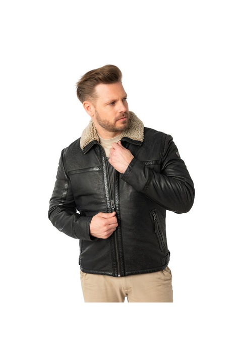 Мъжко кожено яке Мавриций антрацит MMAlasko, Антрацитно сиво