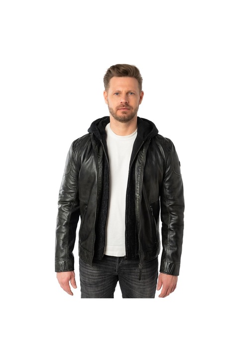 Geaca de Piele Barbati Mauritius Antracit Inchis MMCholly, Gri antracit