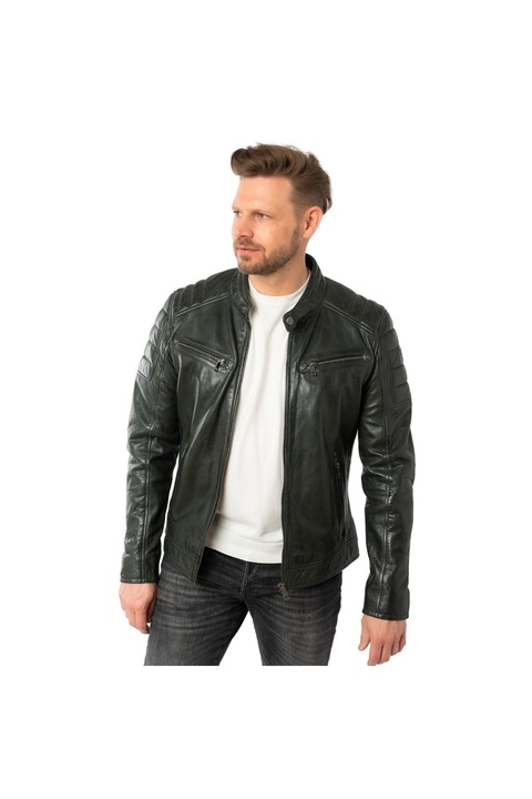 Geaca de Piele Barbati Mauritius Verde Inchis MMDerry, Verde