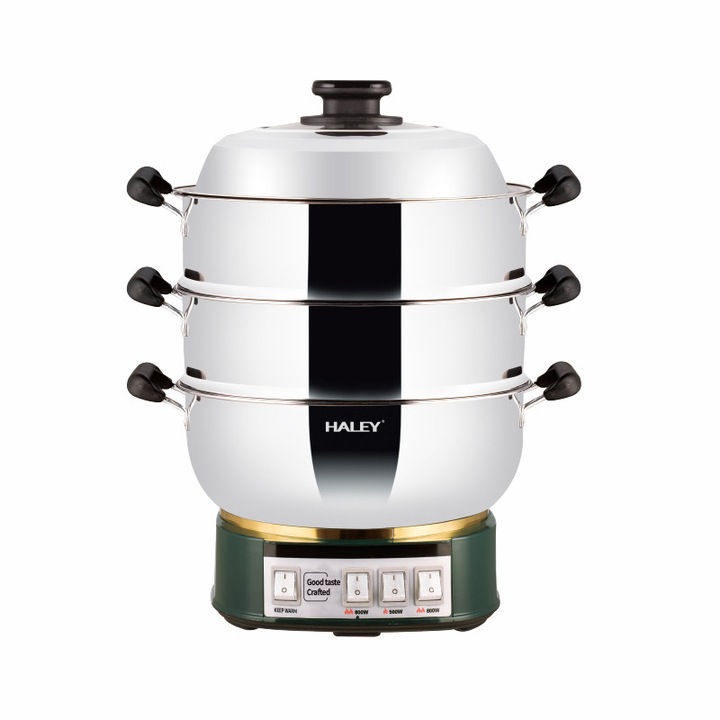 Vas electric multifuncțional Rovitech, 2100W, 3 niveluri, inox, 3l