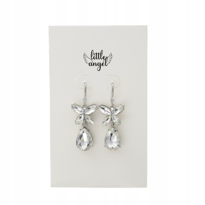 Cercei, Inger mic, J887, argintiu, zirconiu
