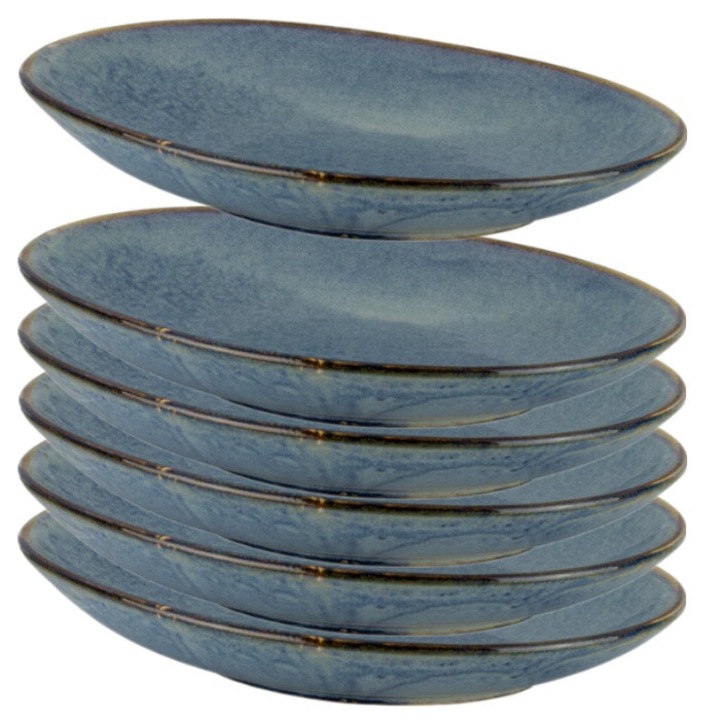 Set 6 platouri adanci ovale din portelan Culinaro Laguna 30cm