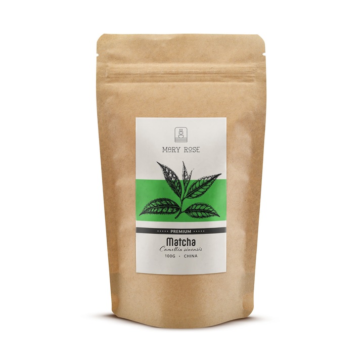 Матча Чай Прах, Mary Rose, Premium, Зелен Детокс, Китайски, От Млади Листа, 100 гр