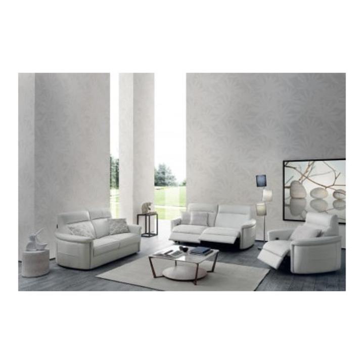 Set canapele MARACANA, 3-locuri cu 2-reclinere electrice si 2-locuri fara recliner si fotoliu cu recliner electric, piele