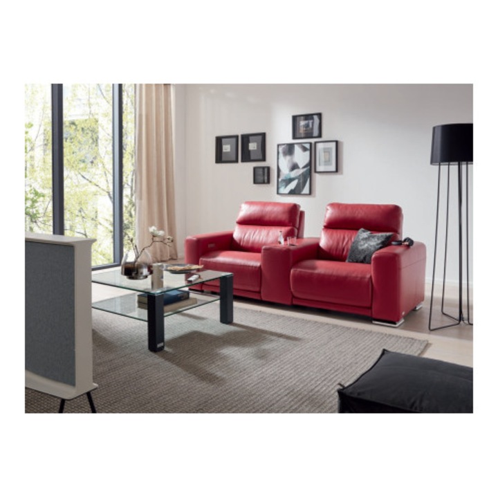 Canapea Home Cinema ALEXIA, 2-locuri cu 2-reclinere electrice, piele