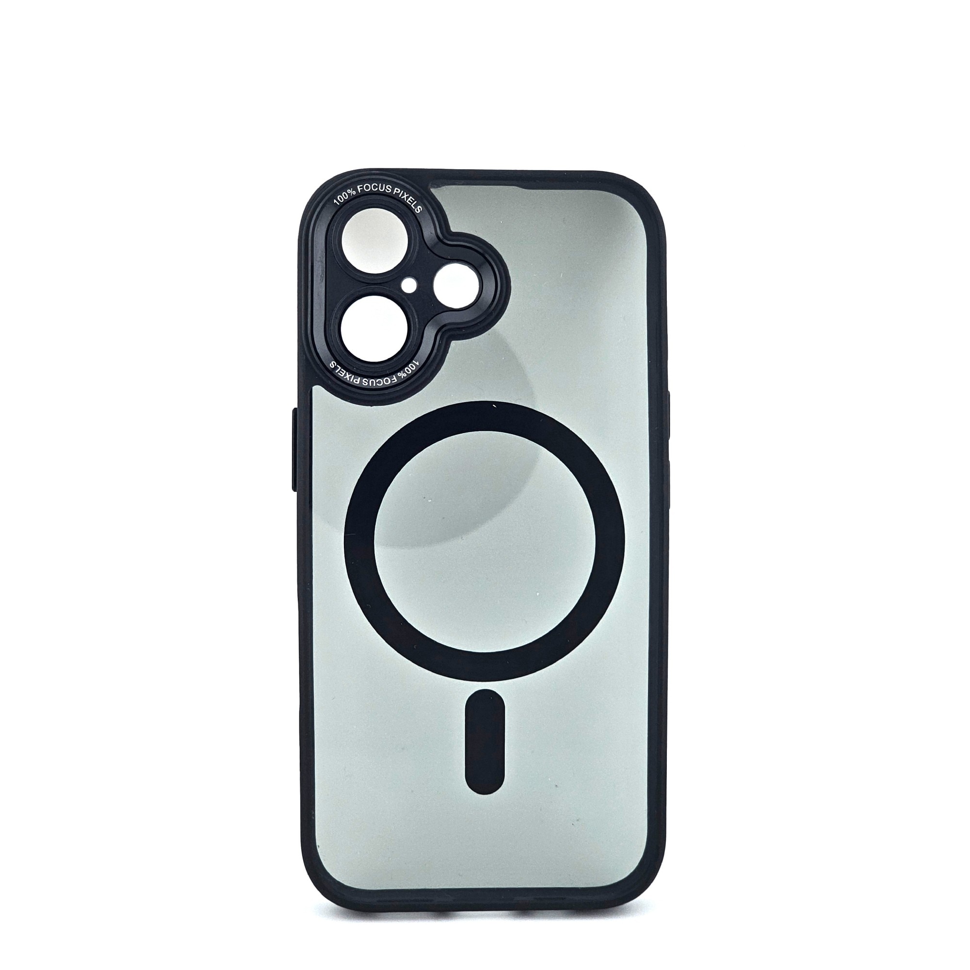 Husa de Protectie Compatibil cu iPhone 16, Flippy, Incarcare Wireless, Tehnologie Magsafe, Carcasa din TPU/ PC, Protectie Camera, Antisoc, Antizgariere, Negru - Transparent