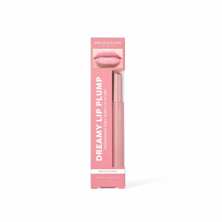 Gloss hranitor cu efect volumizant, Dreamy Lip Plump, nuanta Pretty In Pink, Profusion Cosmetics, 1.5 g