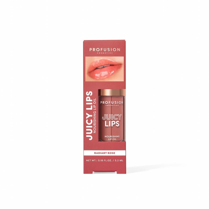 Ulei de buze hranitor si colorat Juicy Lips Tint, nuanta Radiant Rose, Profusion Cosmetics, 5.2 ml