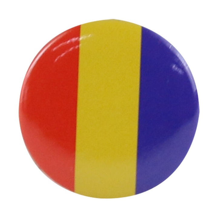 Insigna rotunda cu tricolor, cu ac de siguranta pentru agatare