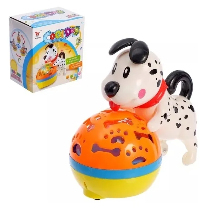 Zenélő, világító és mozgó „Kiskutya labdával” játék 25x28x35 cm