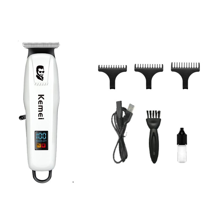 Aparat de tuns si contur profesional KEMEI KM-PG232, display LCD, 3 inaltatoare