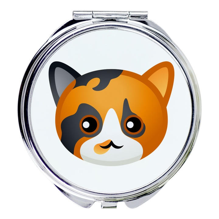 Комплект козметично огледало, Art-Dog, модел котка, 5,5см, модерен дизайн, многоцветен
