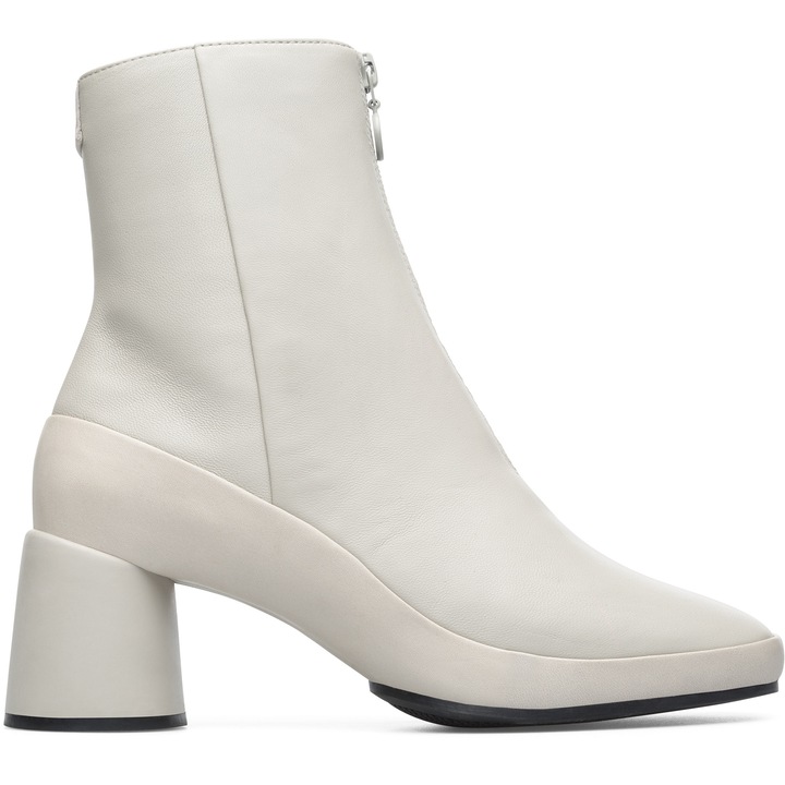 Camper, Botine de piele cu toc masiv Upright 879, Alb, 35