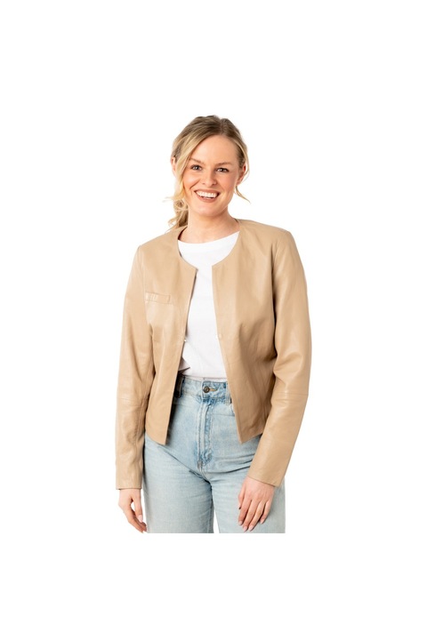 Geaca de Piele Dama Mauritius Bej Deschis MWLelia, Bej