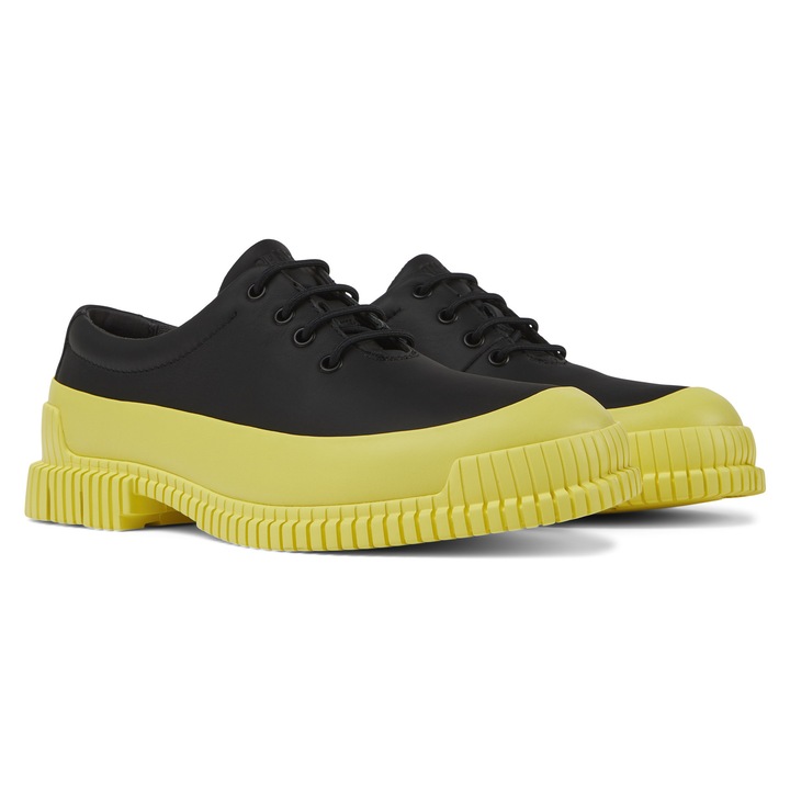 Camper, Pantofi de piele cu sireturi Pix 8705, Negru, Galben, 42