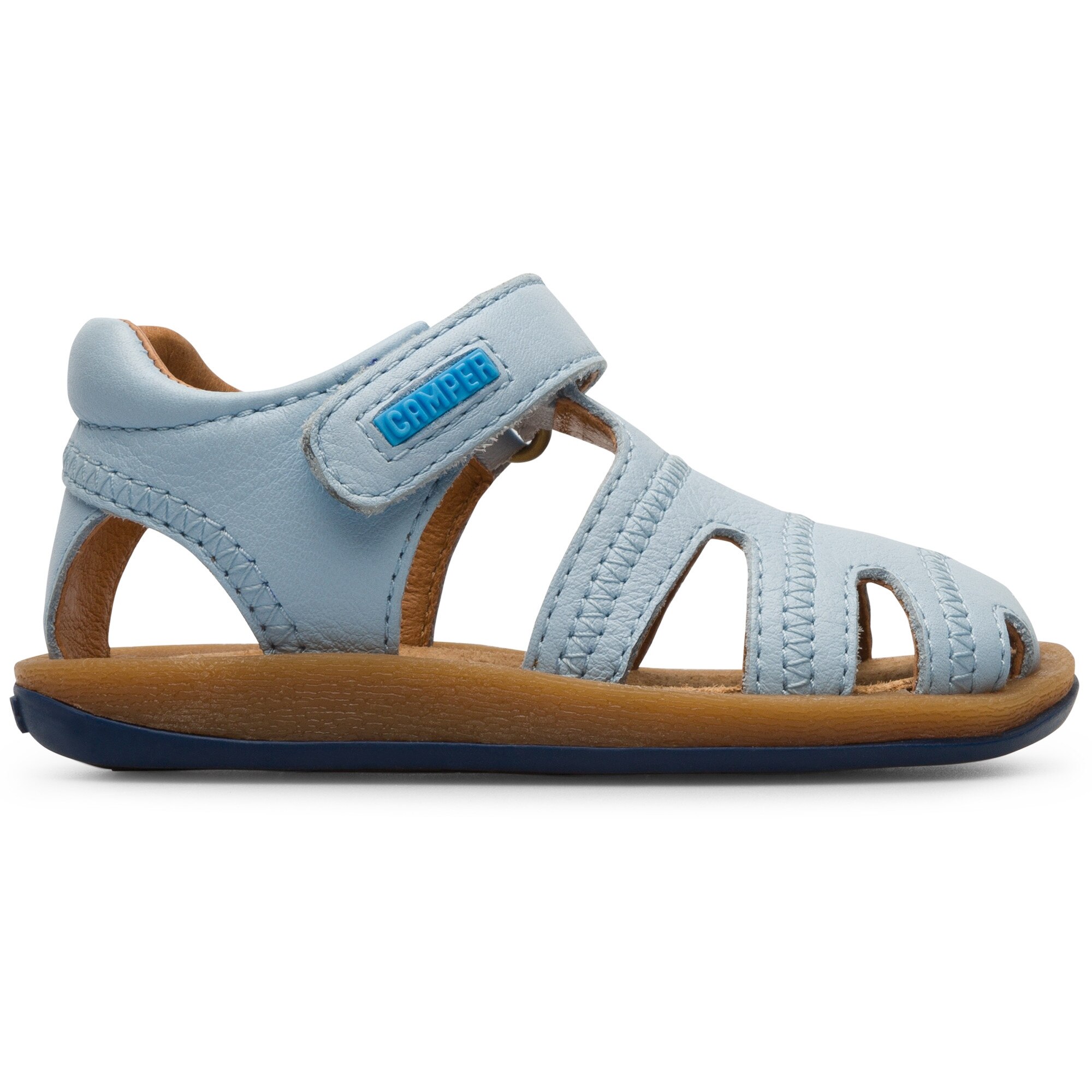 Camper, Sandale fisherman de piele Bicho, Albastru glaciar, 25 EU