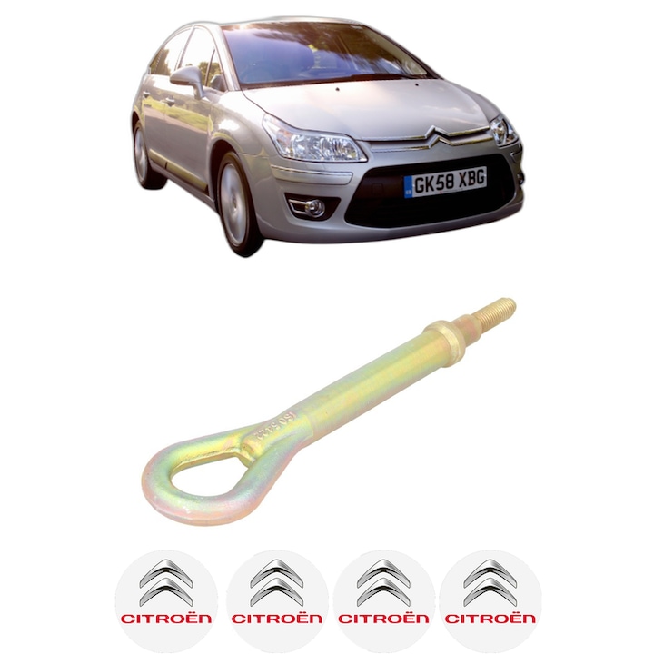 Cui carlig remorcare, tractare auto pentru CITROEN C4 II (NC_) din 2009-2018, Otel, Cri-Flo, 4 Stickere cu CITROEN