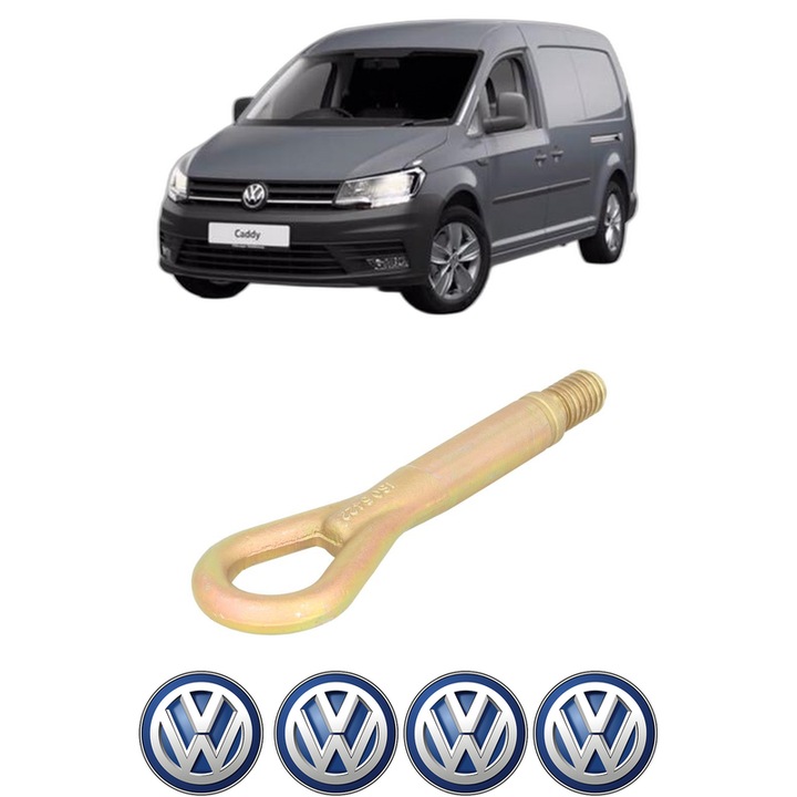 Cui carlig remorcare, tractare auto pentru Volkswagen CADDY III Box Body/MPV (2KA, 2KH, 2CA, 2CH) din 2004-2015, Otel, Cri-Flo, 4 Stickere cu Volkswagen