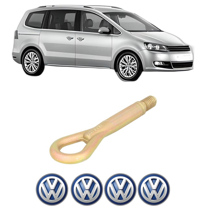 Cui carlig remorcare, tractare auto pentru Volkswagen SHARAN (7N1, 7N2) din 2010-2022, Otel, Cri-Flo, 4 Stickere cu Volkswagen