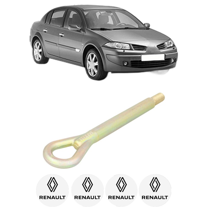 Cui carlig remorcare, tractare auto pentru RENAULT MEGANE II Saloon (LM0/1_) din 2003-2010, Otel, Cri-Flo, 4 Stickere cu RENAULT