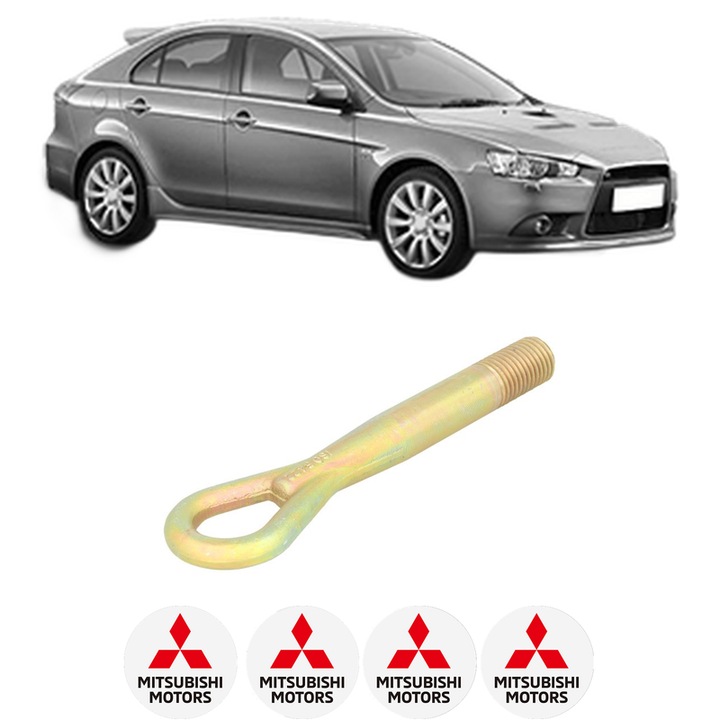 Cui carlig remorcare, tractare auto pentru MITSUBISHI LANCER VIII Sportback (CX_A) din 2008-2010, Otel, Cri-Flo, 4 Stickere cu MITSUBISHI