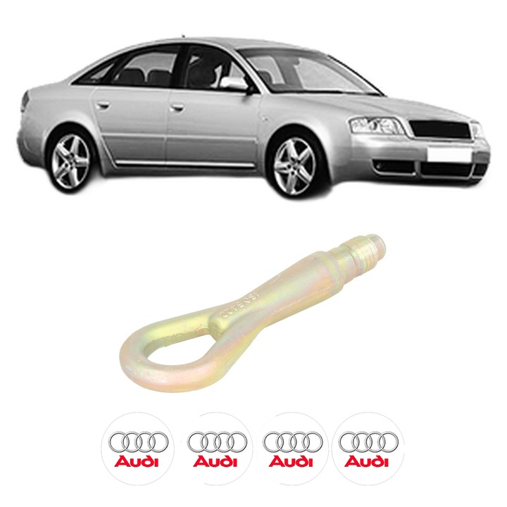 Cui carlig remorcare, tractare auto pentru AUDI A6 C5 (4B2, 4B4) din 1997-2005, Otel, Cri-Flo, 4 Stickere cu AUDI