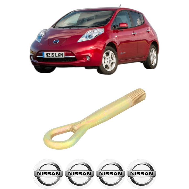 Cui carlig remorcare, tractare auto pentru NISSAN LEAF (ZE0) din 2010-2017, Otel, Cri-Flo, 4 Stickere cu NISSAN