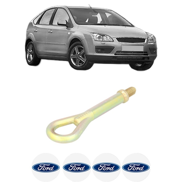 Cui carlig remorcare, tractare auto pentru FORD FOCUS II (DA_, HCP, DP) din 2006-2012, Otel, Cri-Flo, 4 Stickere cu FORD