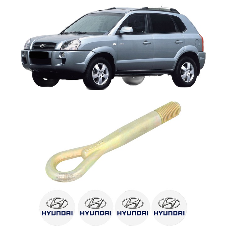 Cui carlig remorcare, tractare auto pentru HYUNDAI TUCSON (JM) din 2007-2012, Otel, Cri-Flo, 4 Stickere cu HYUNDAI