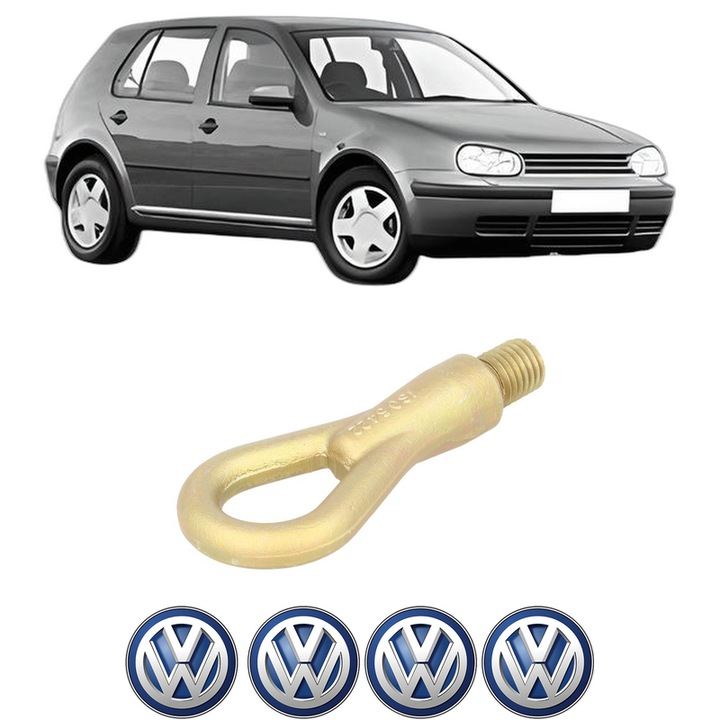 Cui carlig remorcare, tractare auto pentru Volkswagen GOLF IV (1J1) din 1997-2005, Otel, Cri-Flo, 4 Stickere cu Volkswagen