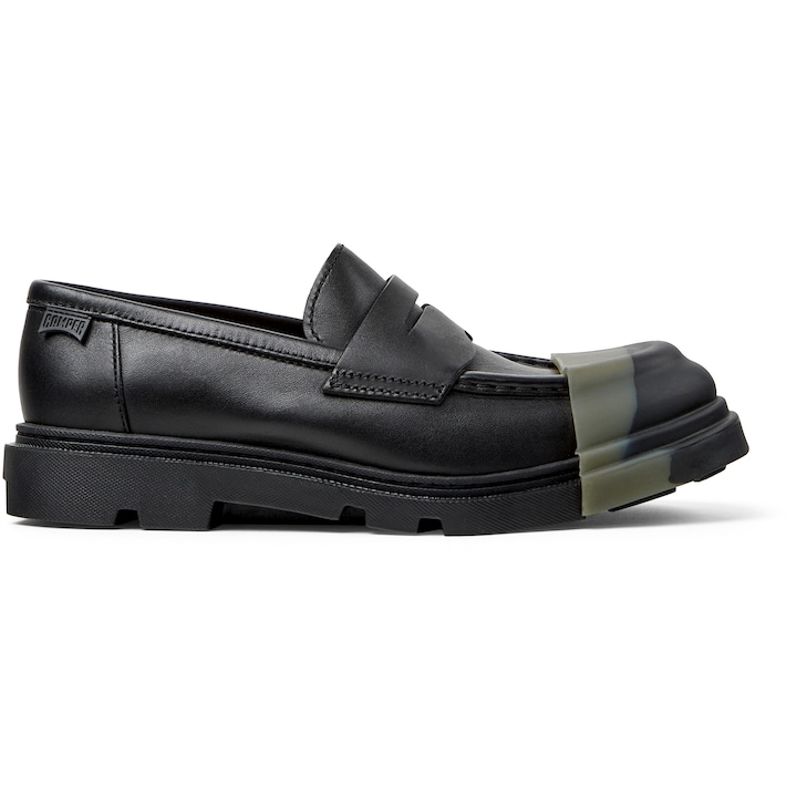 Camper, Pantofi loafer din piele cu aplicatie cap-toe Junction, Negru/Kaki