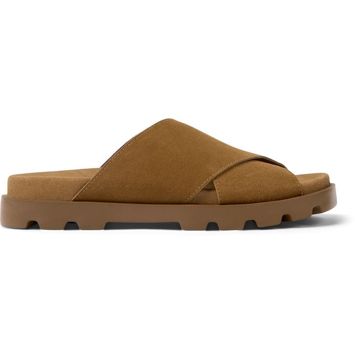 Camper, Papuci din piele intoarsa cu barete incrucisate Brutus, Maro