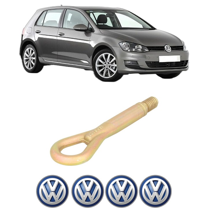 Cui carlig remorcare, tractare auto pentru Volkswagen GOLF VII (5G1, BQ1, BE1, BE2) din 2012-2021, Otel, Cri-Flo, 4 Stickere cu Volkswagen