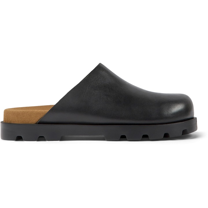 Camper, Saboti din piele cu model uni Brutus, Negru