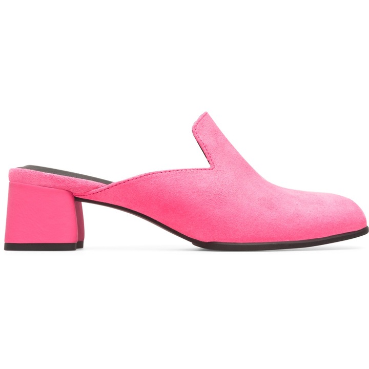 Camper, Papuci de casa din piele nabuc cu toc Katie, Roz